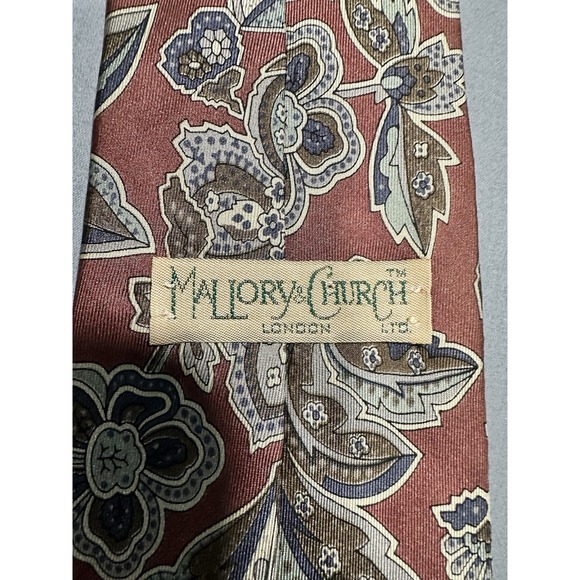 VTG‎ Mallory Church Rust Paisley/Floral Neck Tie - Picture 3 of 4